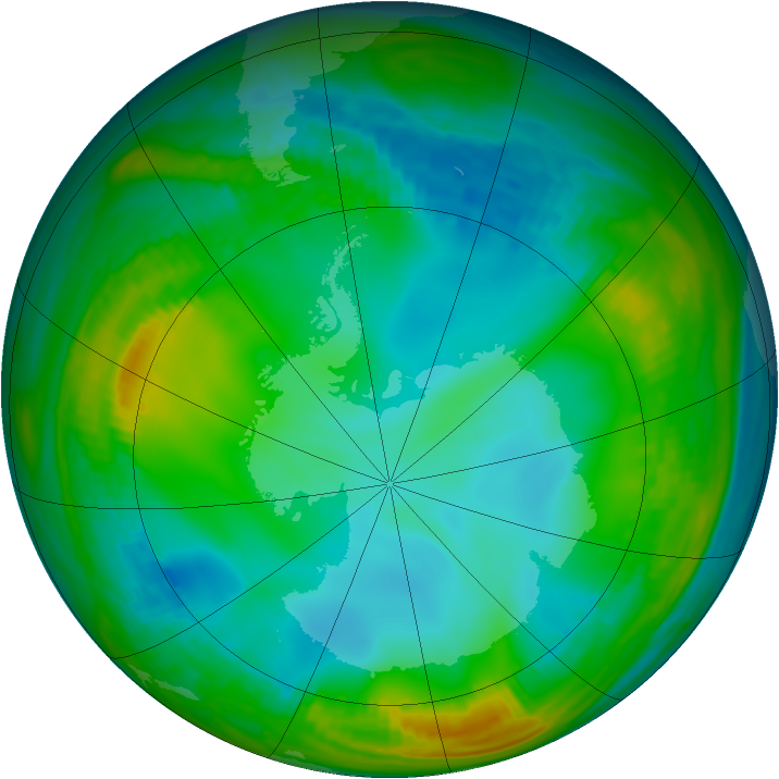 Antarctic ozone map for 19 June 1981